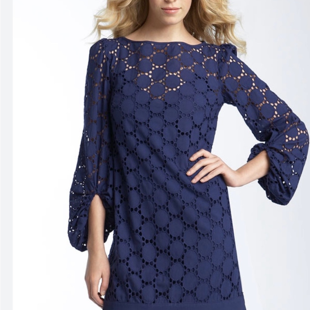 Laundry By Shelli Segal Navy Long Sleeve Dress
